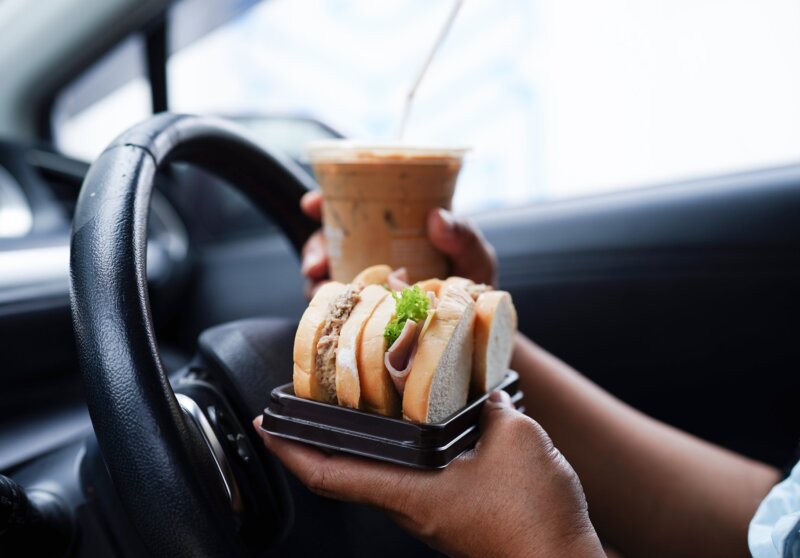 eating behind the wheel